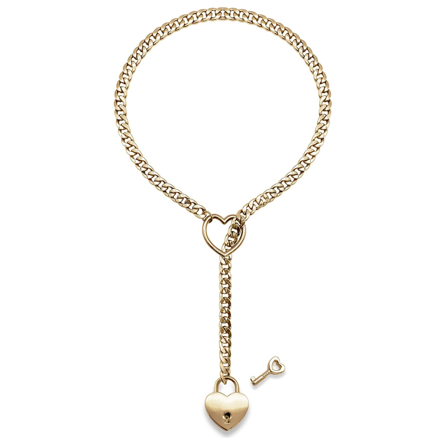 Heart Lock slip chain necklace heart O-ring, Punk Rock Cuba long necklace