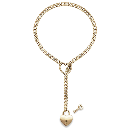 Heart Lock slip chain necklace heart O-ring, Punk Rock Cuba long necklace