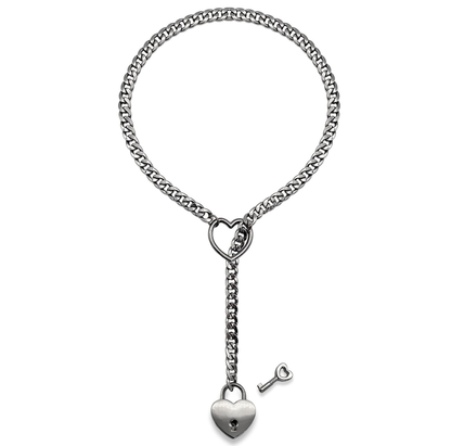 Heart Lock slip chain necklace heart O-ring, Punk Rock Cuba long necklace